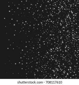 Vector shiny shiny modern background. Luxury starry night design. Silver shiny confetti from falling stars. Well suited for posters, banners, advertisements, cards, web pages, parties