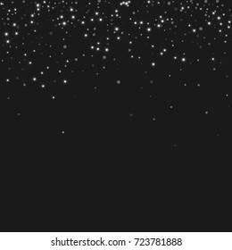 Vector shiny shiny modern background. Luxury starry night design. Silver shiny confetti from falling stars. Well suited for posters, banners, advertisements, cards, web pages, parties