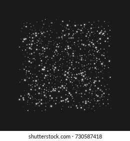 Vector shiny shiny modern background. Luxury starry night design. Silver shiny confetti from falling stars. Well suited for posters, banners, advertisements, cards, web pages, parties