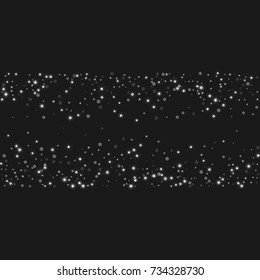 Vector shiny shiny modern background. Luxury starry night design. Silver shiny confetti from falling stars. Well suited for posters, banners, advertisements, cards, web pages, parties