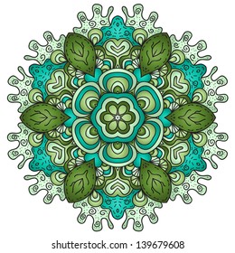 Vector shiny ornamental round lace pattern, circle background with many details, looks like crocheting handmade lace, lacy arabesque designs. Orient traditional ornament. Oriental motif