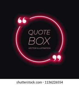Vector Shiny Quote Frame Template, Red Glowing Lines, Abstract Lights on Dark Background, Red Color.