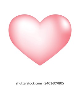 Ilustración del corazón rojo brillante vectorial sobre fondo blanco.