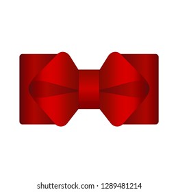 Vector Shiny Red Satin Gift Bow Close up Isolated on White Background. Concept for invitation, banners, gift cards, congratulation or website layout vector.