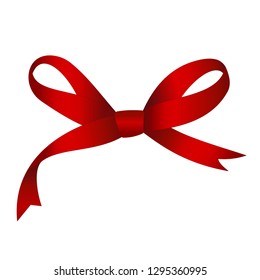 Vector Shiny Red Satin Gift Bow Close up Isolated on White Background. Concept for invitation, banners, gift cards, congratulation or website layout vector.