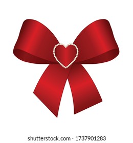 Vector Brillante de Destitución de satinado rojo se cierra con el corazón aislado en fondo blanco