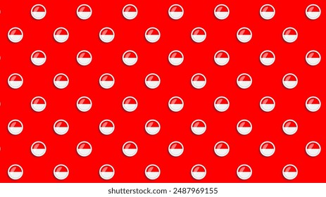 Vector Shiny Round Indonesia Flag Seamless Pattern Banner Background