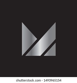 Vector shiny silver colored geometric M letter logo
