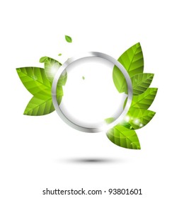 Vector shiny speech bubble with green elements