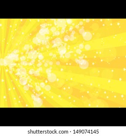Vector shiny stars background with ray of light. vector orange abstract stars background for cover or website design.