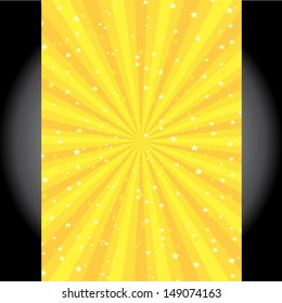 Vector shiny stars background with ray of light. vector orange abstract stars background for cover or website design.