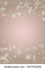 Vector Shiny Stars Confetti on Pink Background with Silver and White  Light Spots. Magic Shiny Pastel Print. Baby Print. Gentle Stardust Pattern.  Sparkle Festive  Cover Design.