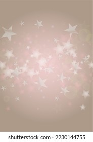 Vector Shiny Stars Confetti on Pink Background with Silver and White  Light Spots. Magic Shiny Pastel Print. Baby Print. Gentle Stardust Pattern.  Sparkle Festive  Cover Design.