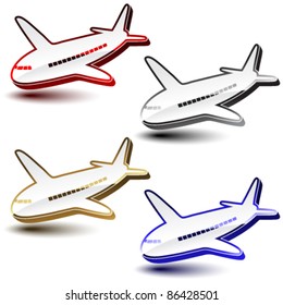 Vector shiny symbols of airplanes