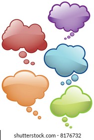 Vector Shiny Thought Bubbles Glass effect Icons