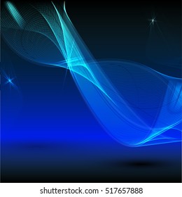 Vector shiny wave line colorful abstract background blue