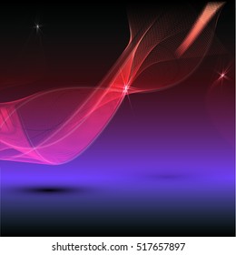 Vector shiny wave line colorful abstract background red