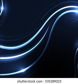 Vector shiny wave line colorful abstract background blue