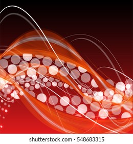 Vector shiny wave line colorful abstract background red