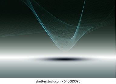 Vector shiny wave line colorful abstract background blue