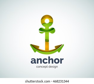 Vector ship anchor logo template, abstract business icon