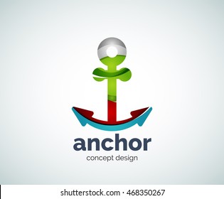 Plantilla de logotipo del anclaje del buque vector, icono comercial abstracto