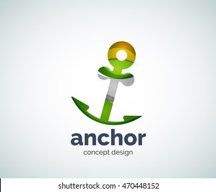 Vector ship anchor logo template, abstract business icon