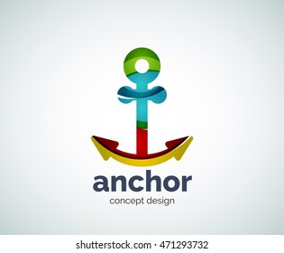 Vector ship anchor logo template, abstract business icon