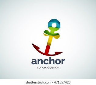 Vector ship anchor logo template, abstract business icon
