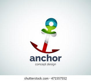 Vector ship anchor logo template, abstract business icon