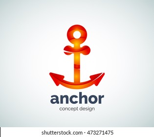 Vector ship anchor logo template, abstract business icon