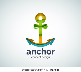 Vector ship anchor logo template, abstract business icon
