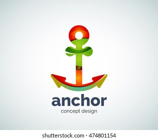 Vector ship anchor logo template, abstract business icon