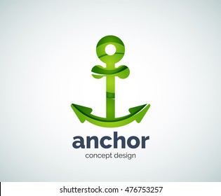 Vector ship anchor logo template, abstract business icon