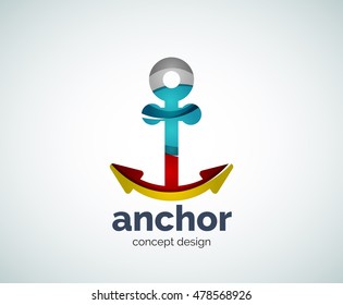 Vector ship anchor logo template, abstract business icon
