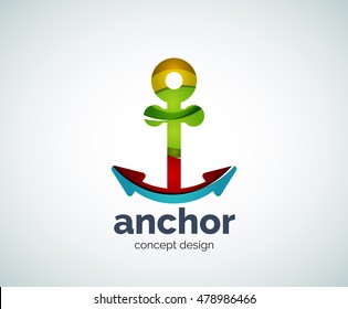 Vector ship anchor logo template, abstract business icon