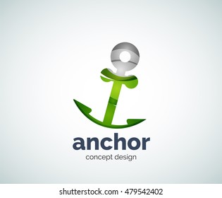 Vector ship anchor logo template, abstract business icon