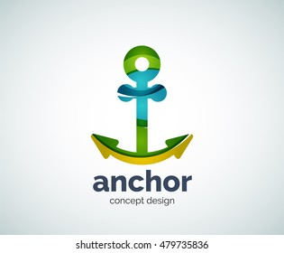 Vector ship anchor logo template, abstract business icon