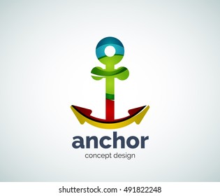 Vector ship anchor logo template, abstract business icon