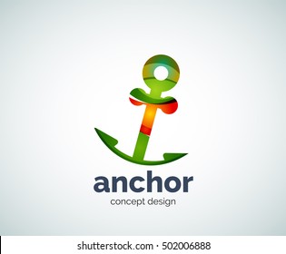 Vector ship anchor logo template, abstract business icon