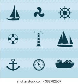 Vector Ship And Boat Icon Set  Background