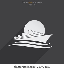 Vector ship flat icon illustration.