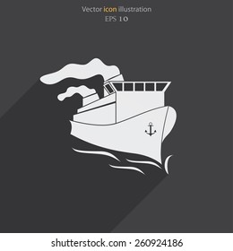 Vector ship flat icon illustration.