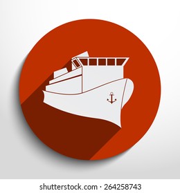 Vector ship flat icon illustration.