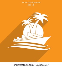 Vector ship flat icon illustration.