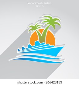 Vector ship flat icon illustration.