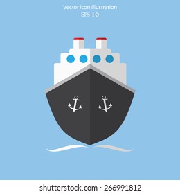 Vector ship flat icon illustration.