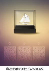 vector ship in a glass cube 