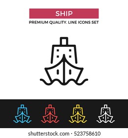 Vector ship icon. Front view. Premium quality graphic design. Modern signs, outline symbols collection, simple thin line icons set for websites, web design, mobile app, infographics