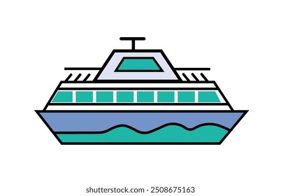 Projeto de ilustração de navio vetorial com fundo branco.